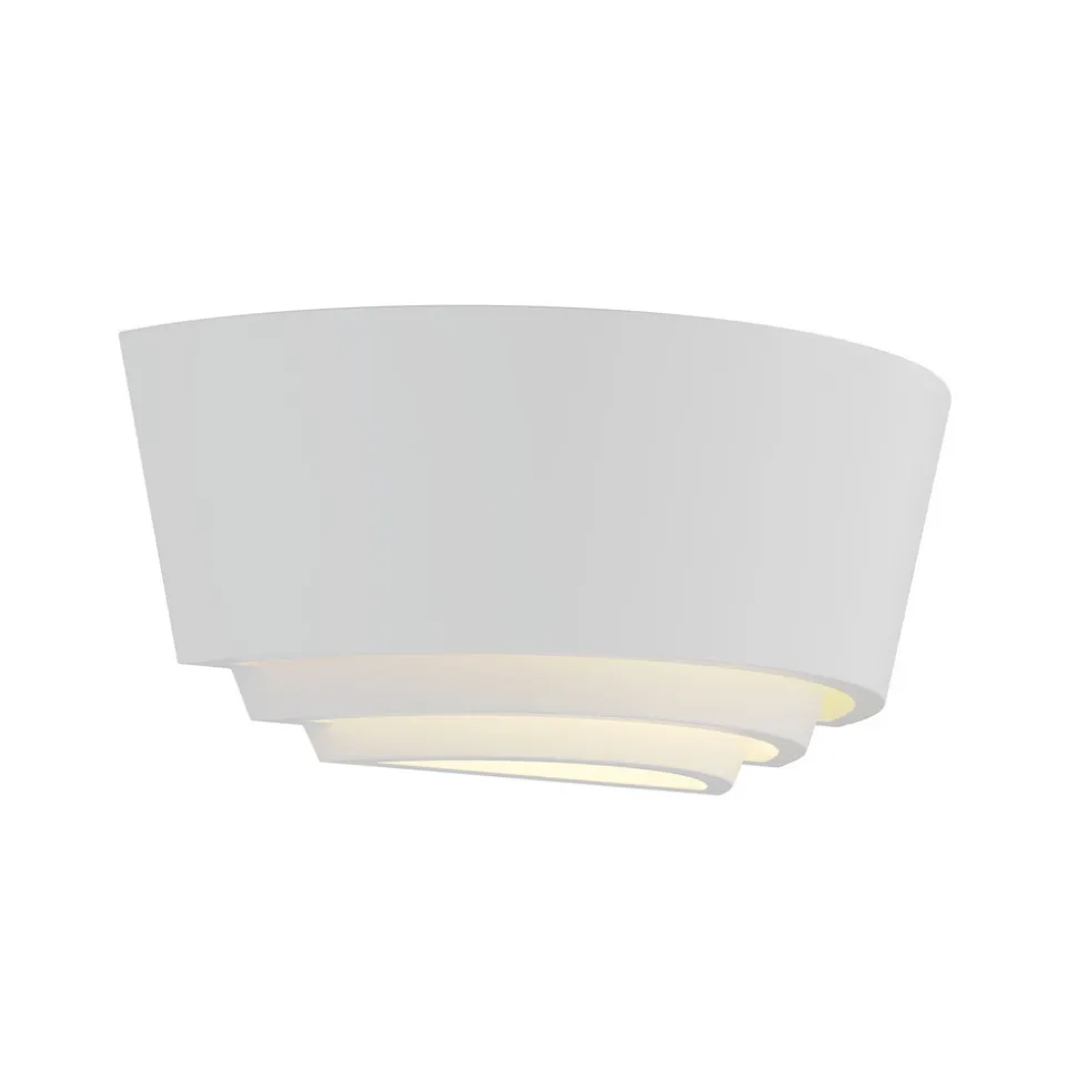 Gipsvegglampe Azriel, hvit halvrund, tre trinn