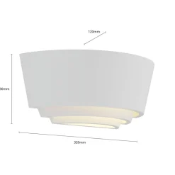 Gipsvegglampe Azriel, hvit halvrund, tre trinn