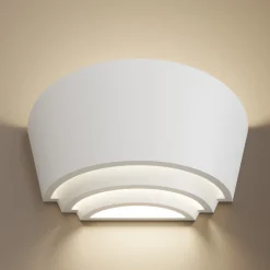 Gipsvegglampe Azriel, hvit halvrund, tre trinn