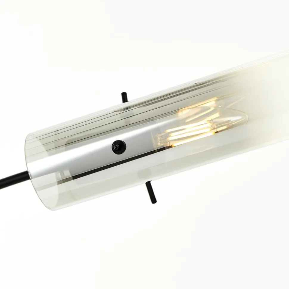 Glasini gulvlampe, høyde 200 cm, røykgrå, 5-lys, glass