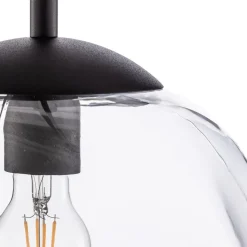 Glass-hengelampe Sol, Ø 35cm svart/klar