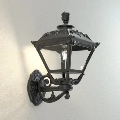 Golia utendørs vegglampe, svart, klar 2 700 K