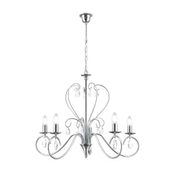 Grasiøs FIORETTO lysekrone i krom med fem lys