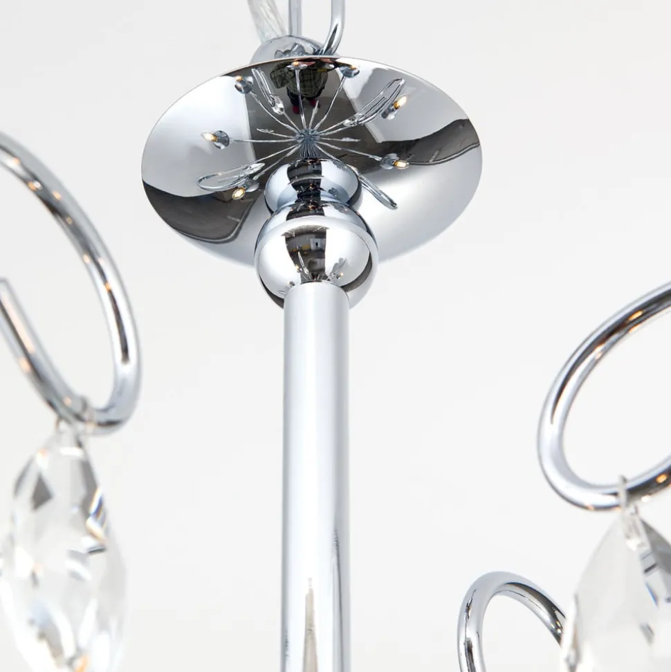 Grasiøs FIORETTO lysekrone i krom med fem lys