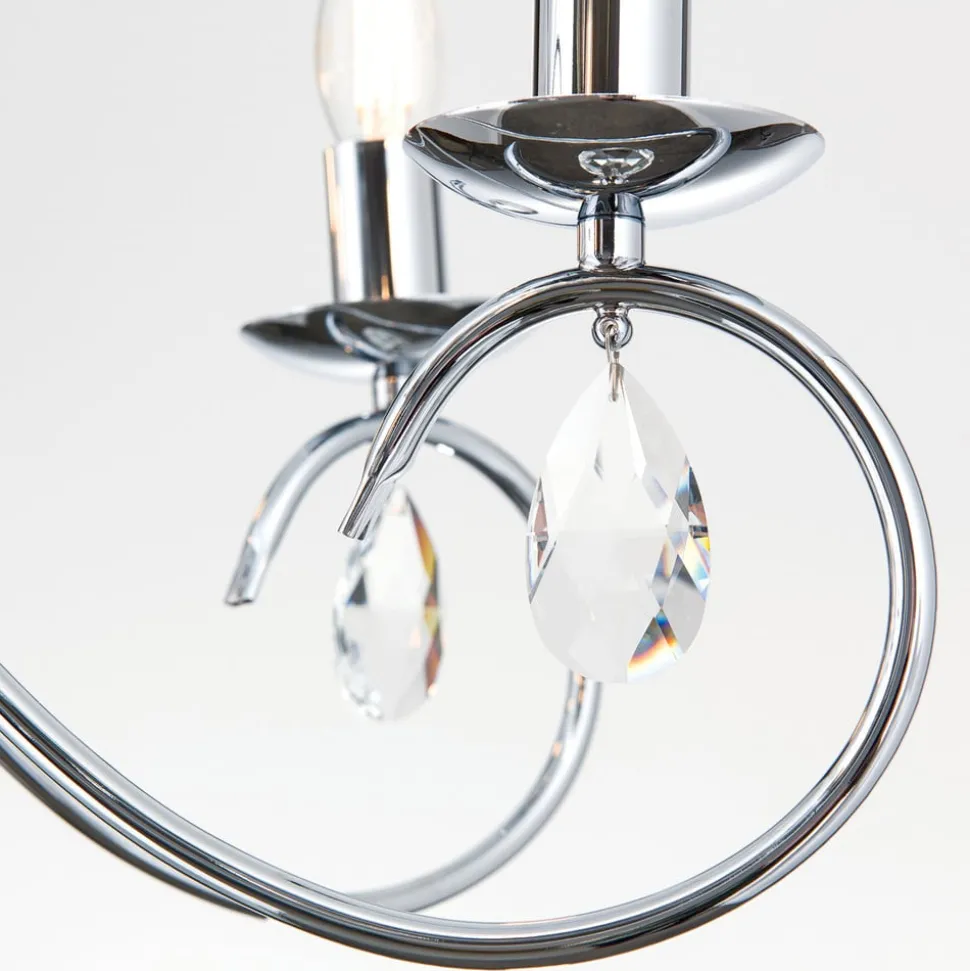 Grasiøs FIORETTO lysekrone i krom med fem lys