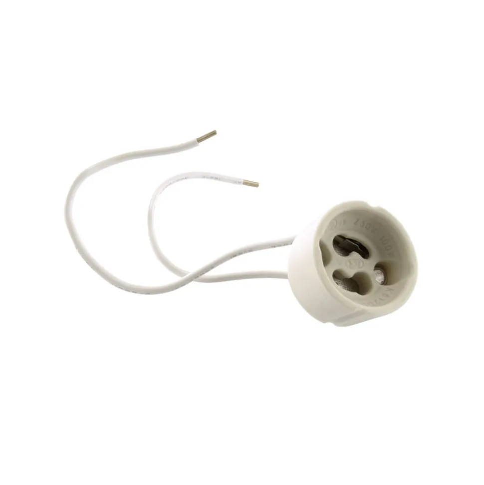 GU10 fatning, keramikk, hvit, kabel 15 cm, maks. 35 W