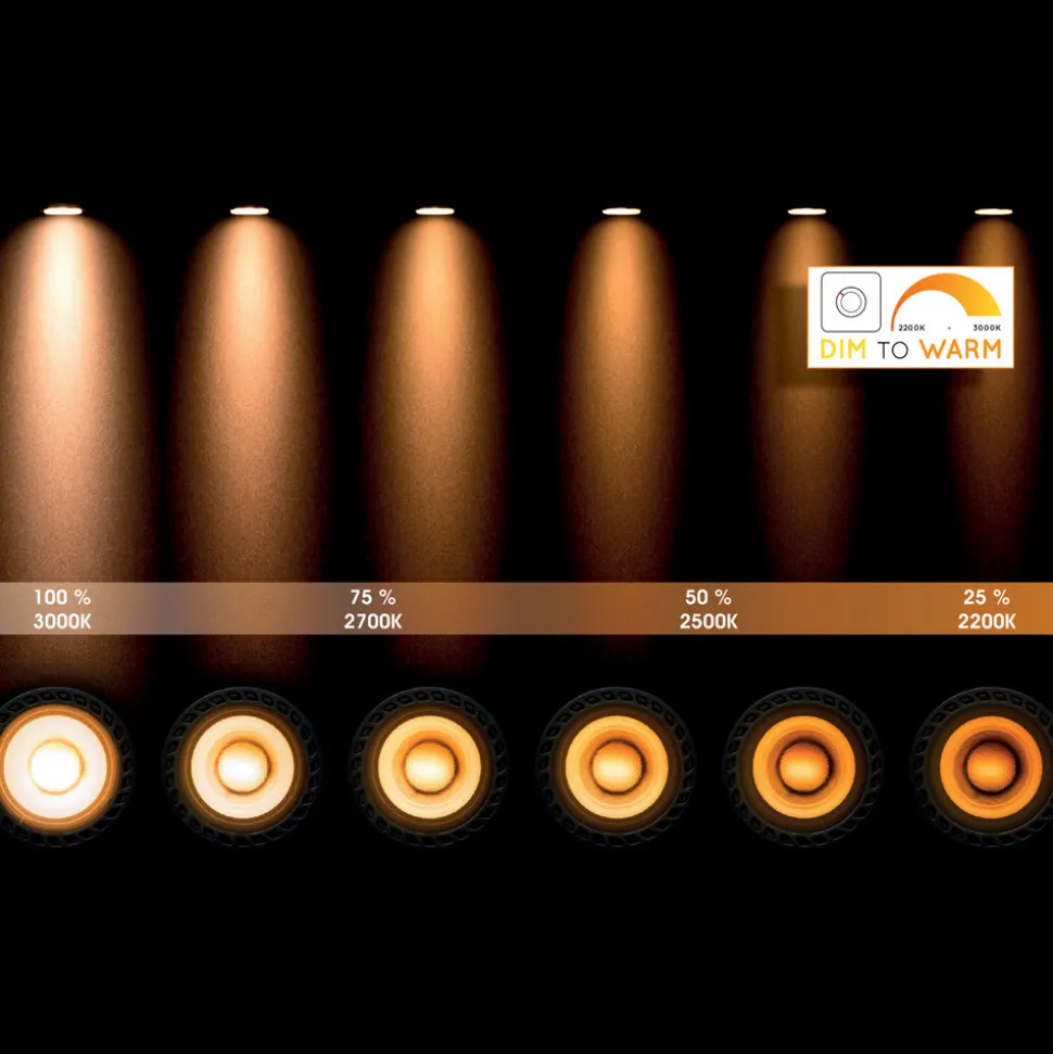 GU10 LED-reflektor 5W dim to warm, svart