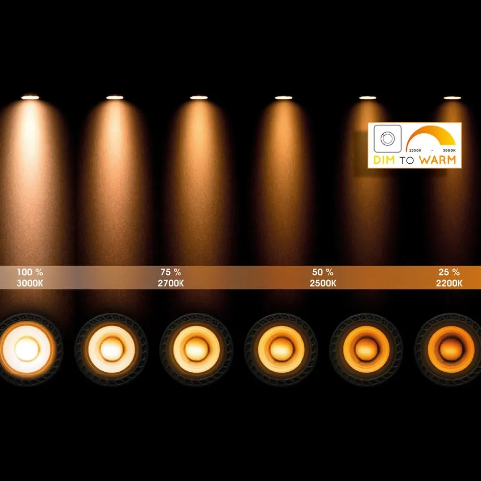 GU10 LED-reflektor 12W 3 000 K dim to warm, svart