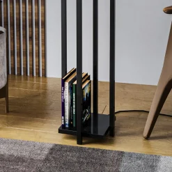 Gulvlampe 8125, svart/hvit, metall/canvas, høyde 130 cm