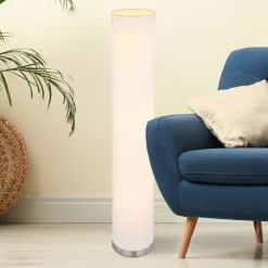 Gulvlampe Ava, sandfarget tekstilskjerm