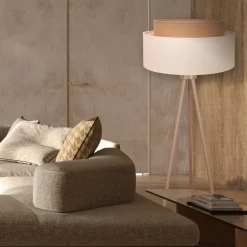 Gulvlampe Boho, trebenet ecru/jute Høyde 145 cm