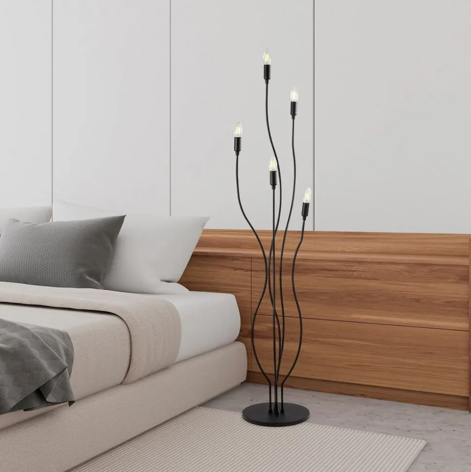 Gulvlampe Bonibon 13231 svart metall høyde 155 cm 5 lyskilder