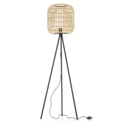 Gulvlampe Bordesley trebein med treskjerm