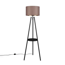 Gulvlampe Colette, tripod, svart/taupe