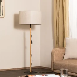 Gulvlampe Deva Nature, tekstil, tre