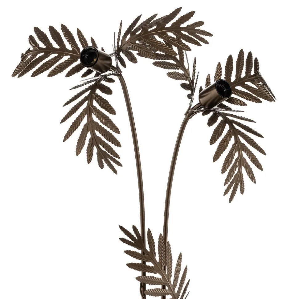 Gulvlampe Dubai i bladdesign, 2 lyskilder, bronse