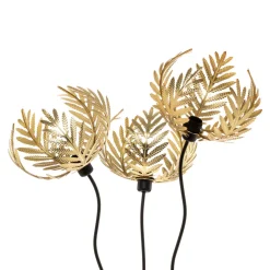 Gulvlampe Dubai, palmedekor, 3 lyskilder, gull