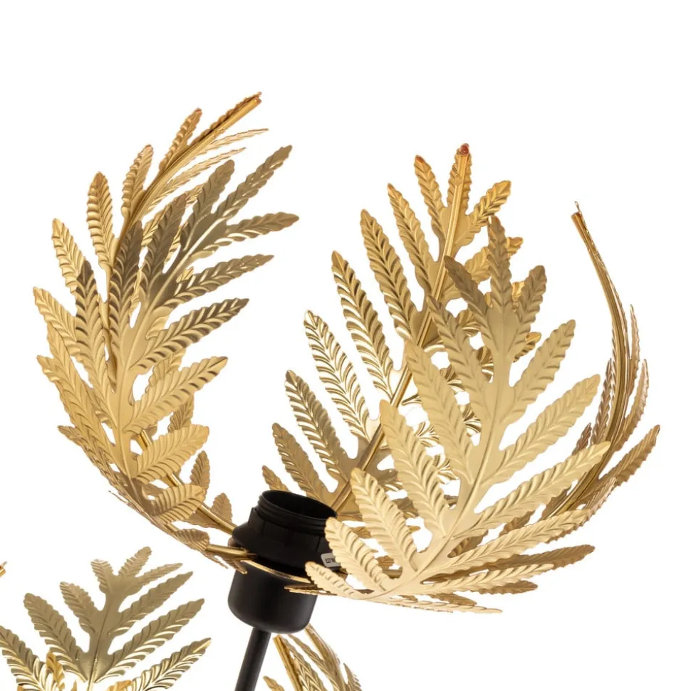 Gulvlampe Dubai, palmedekor, 3 lyskilder, gull