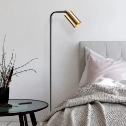 Gulvlampe Emek 4081, svart, skjerm i antikt gull