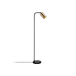 Gulvlampe Emek 4081, svart, skjerm i antikt gull