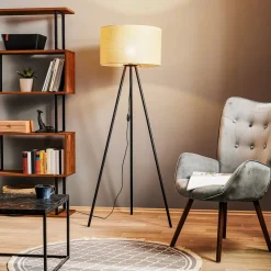 Gulvlampe Juta med trebensstativ