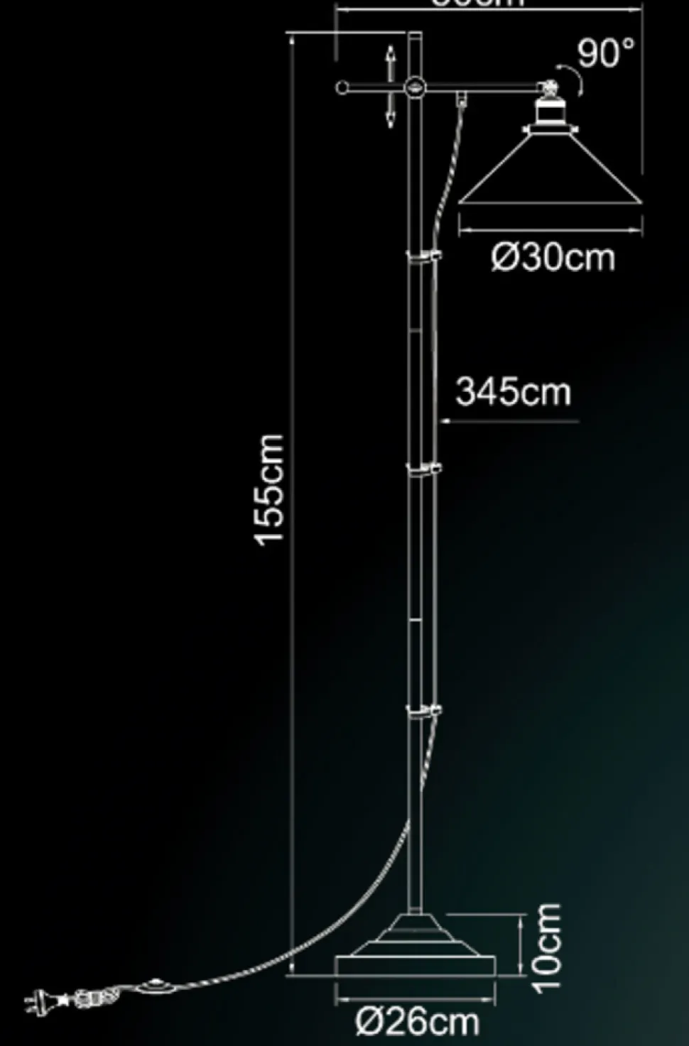 Gulvlampe Lenius med bevegelig skjerm