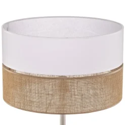 Gulvlampe Linobianco, skjerm i stoff og jute