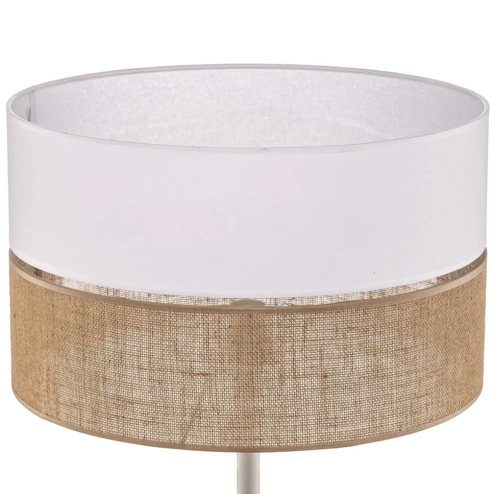 Gulvlampe Linobianco, skjerm i stoff og jute
