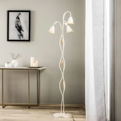 Gulvlampe Lucrezia i elfenben med blomsterskjerm