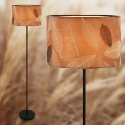 Gulvlampe Mata, brun, metall, stoff, E27