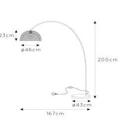 Gulvlampe Mesh, svart, buelampe