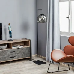 Gulvlampe Monaco med glasskule skjerm