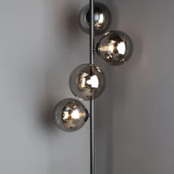 Gulvlampe Neptun med røykglasskuler, svart