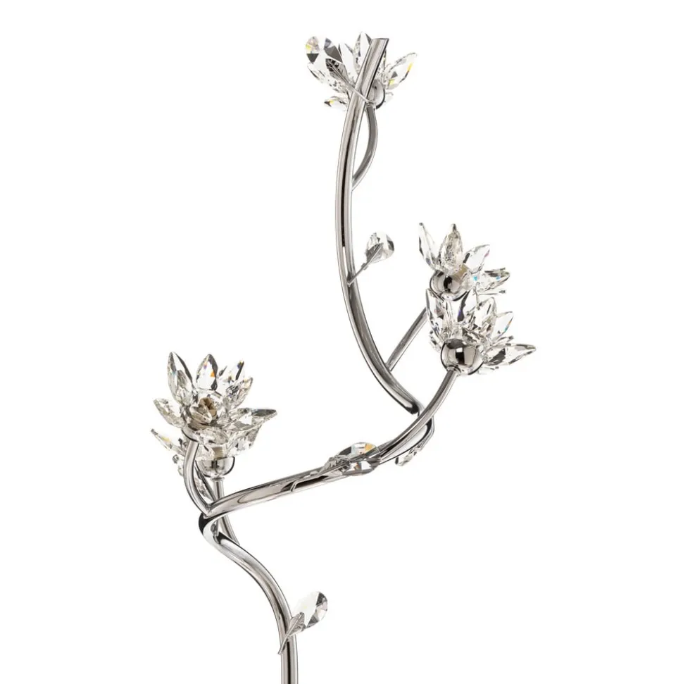 Gulvlampe Ninfea, krom, krystallblomster, 175 cm