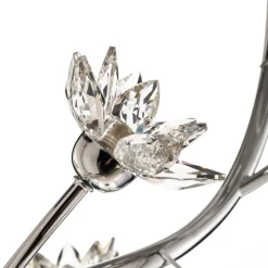 Gulvlampe Ninfea, krom, krystallblomster, 175 cm