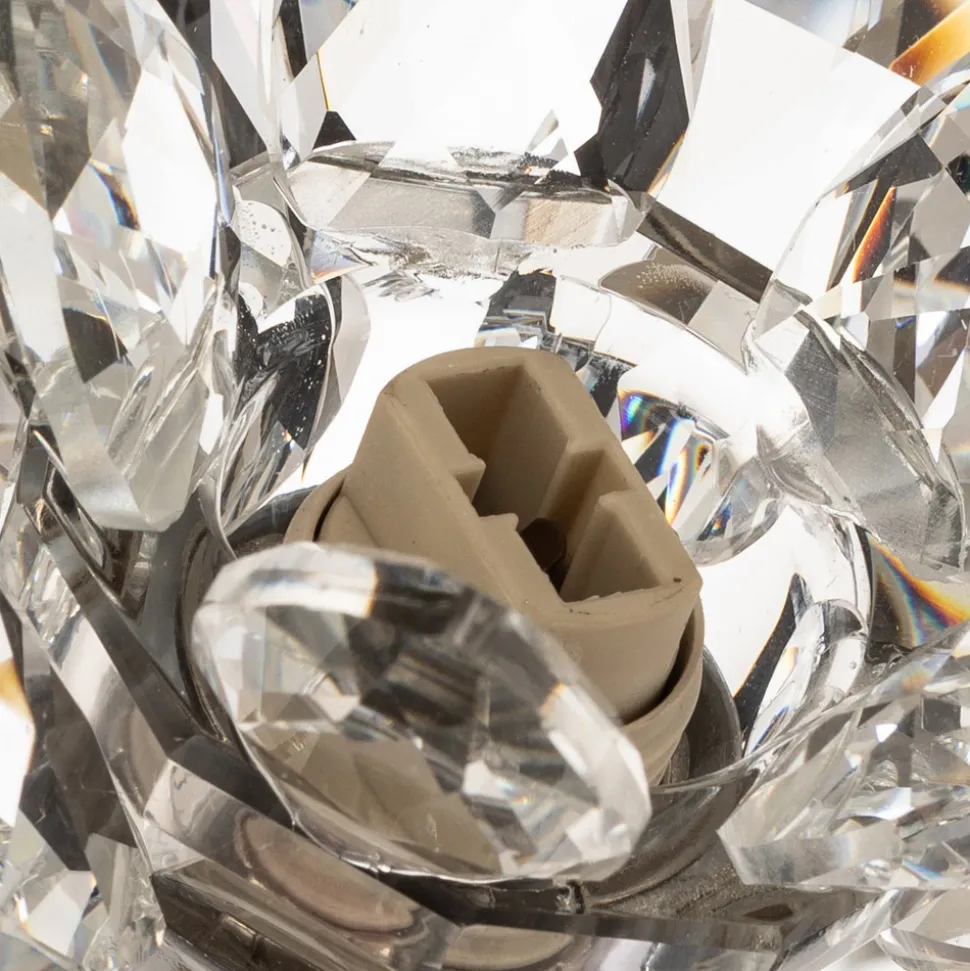 Gulvlampe Ninfea, krom, krystallblomster, 175 cm