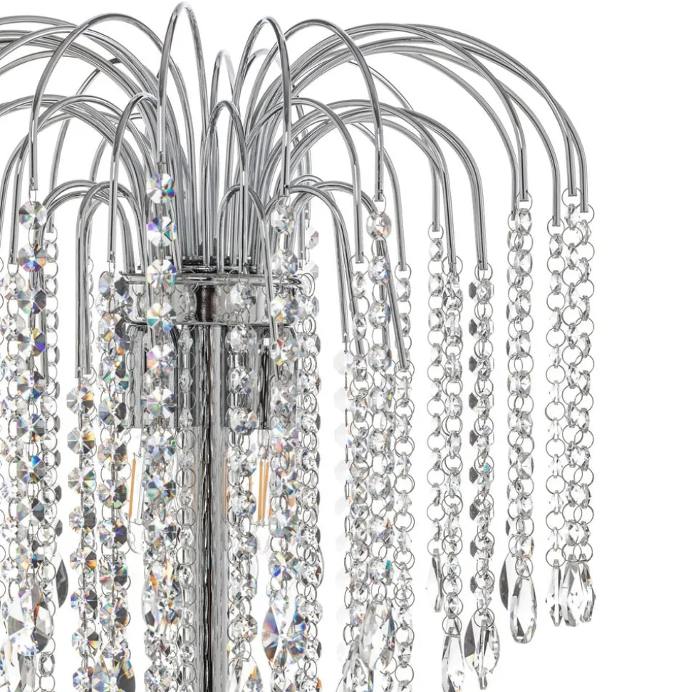 Gulvlampe Pioggia med krystallregn, krom