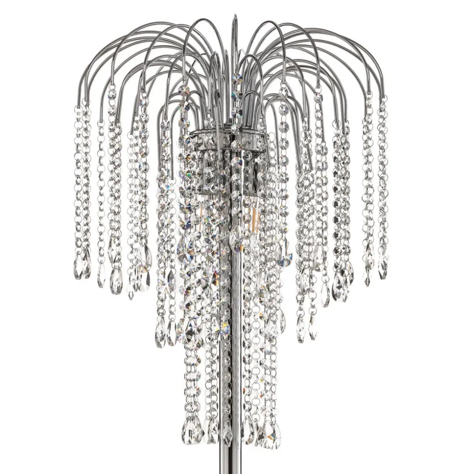 Gulvlampe Pioggia med krystallregn, krom