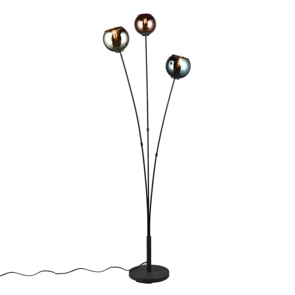 Gulvlampe Sheldon med tre glasskuleskjermer