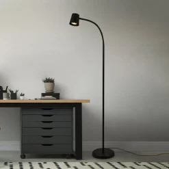 Gulvlampe Skriva, justerbar, GU10, svart