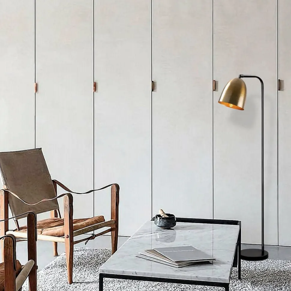 Gulvlampe Tattoo 4091 gull antikk/svart, metall Høyde 120 cm