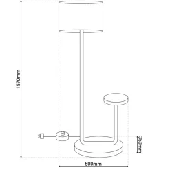 Gulvlampe Tordis, svart/hvit, tekstil, høyde 157 cm Hylle