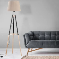 Gulvlampe Vaio Nature trebens stativ, beige