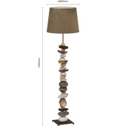 Gulvlampe Vera med stoffskjerm og steindekor