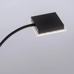 Hans LED-gulvlampe med leselampe, kantet, svart