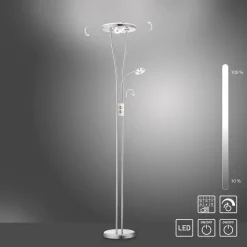 Helia LED-gulvlampe med leselampe, stål