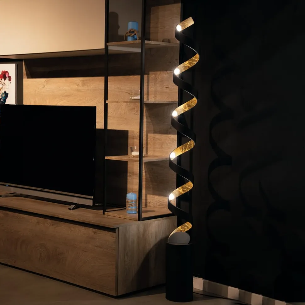 Helix LED-gulvlampe i svart-gull