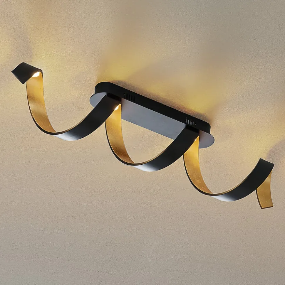 Helix LED-taklampe i svart gull