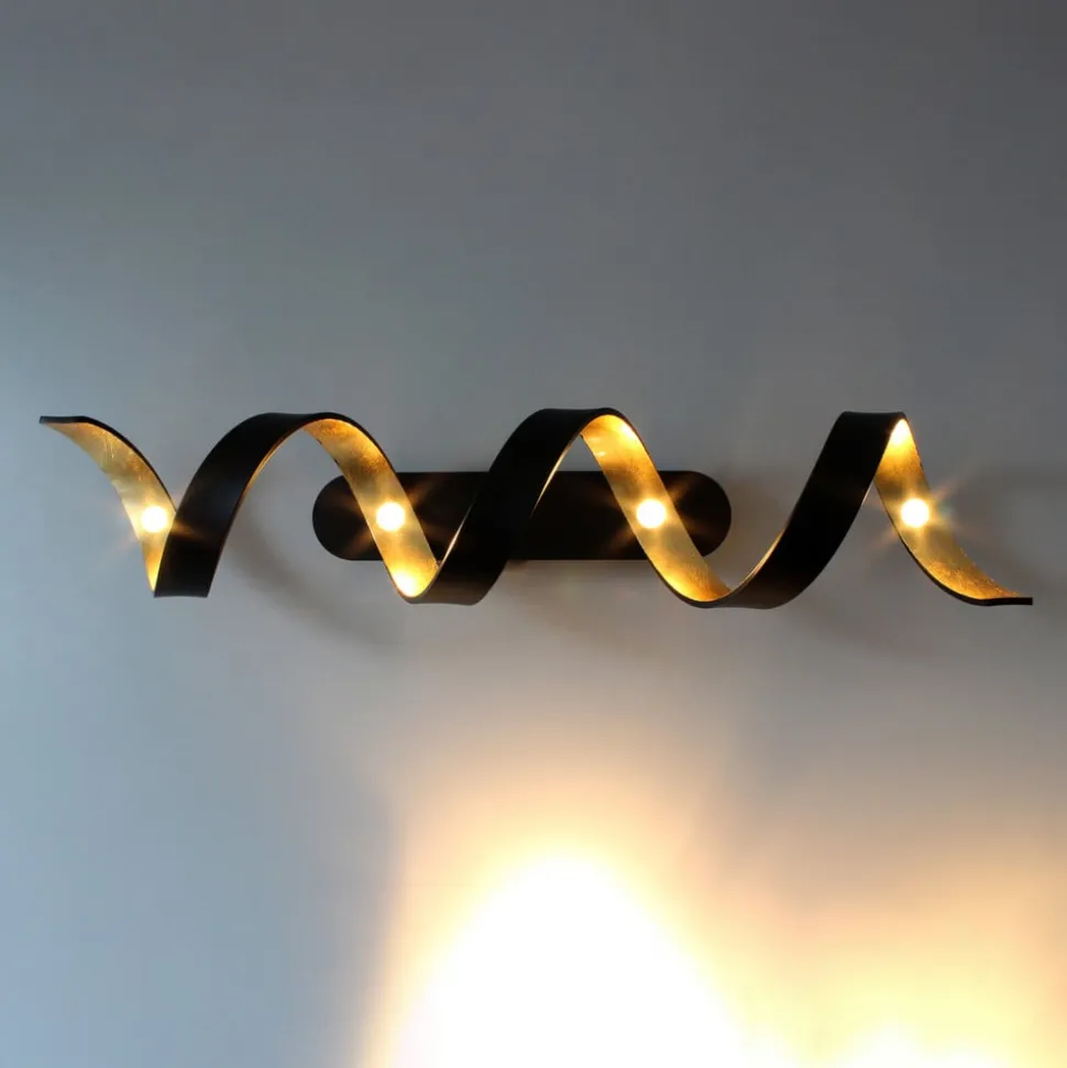 Helix LED-taklampe i svart gull