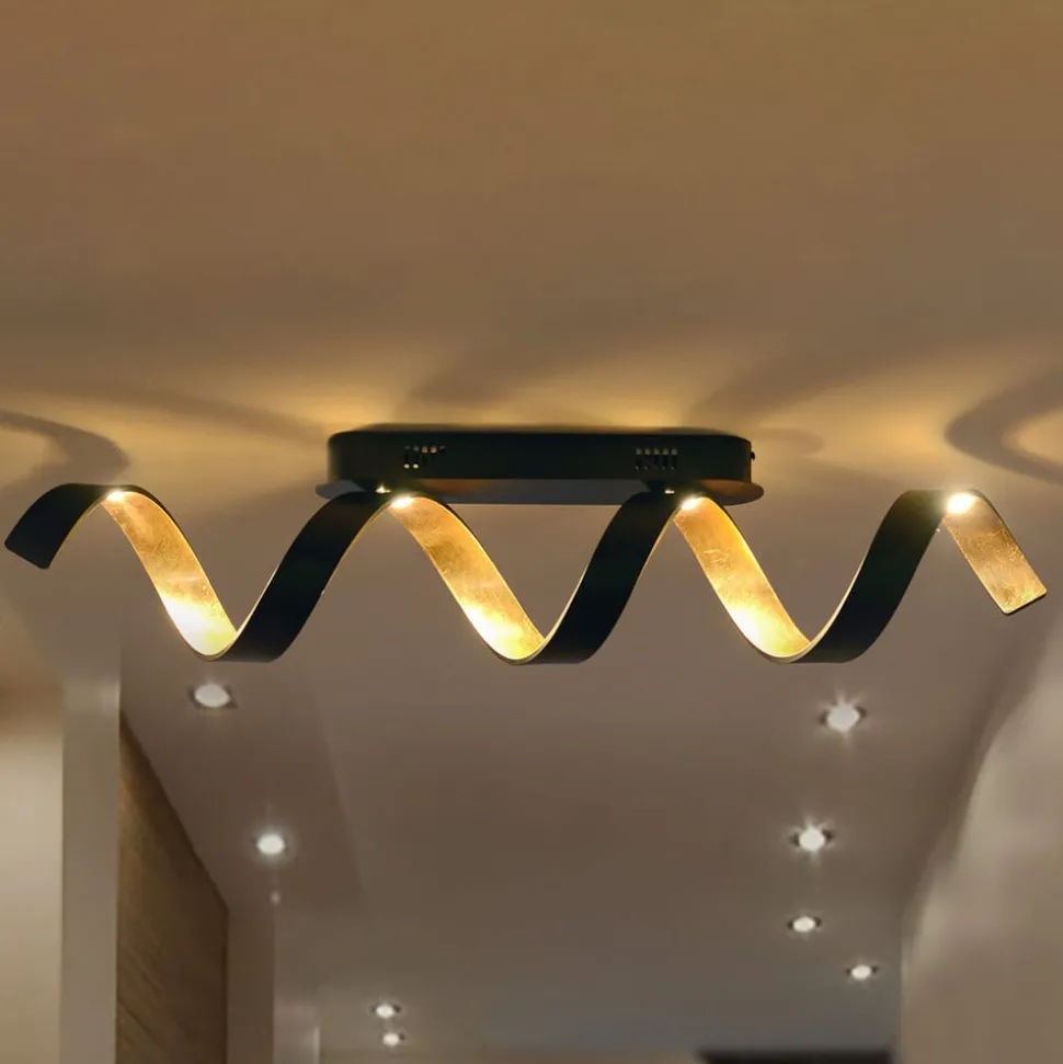 Helix LED-taklampe i svart gull